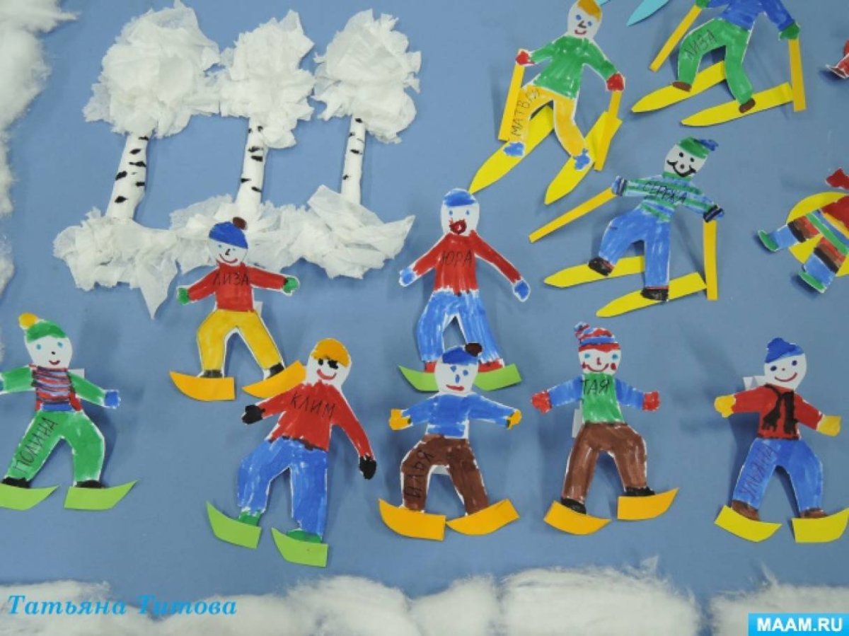 Аппликация на тему зимние забавы
