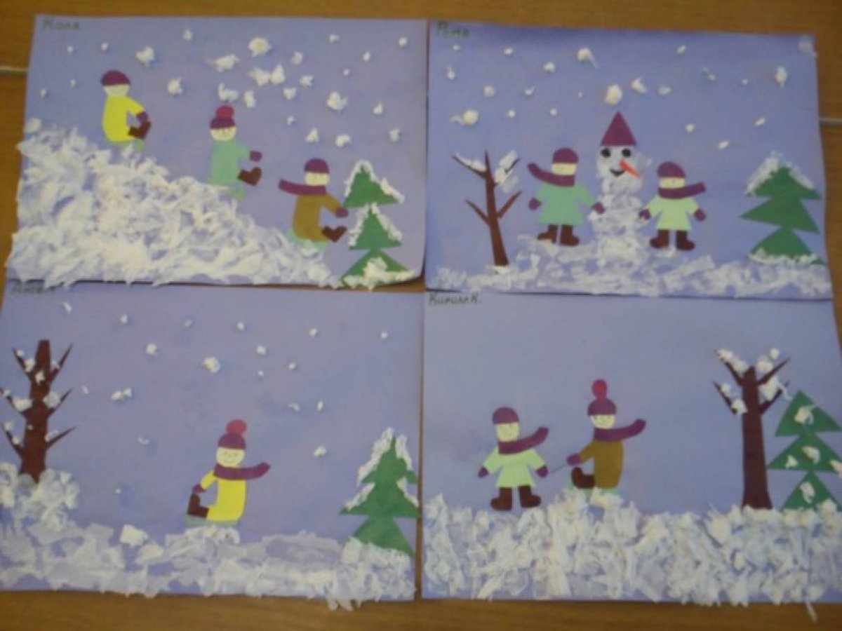 Аппликация в подготовительной группе на тему зима