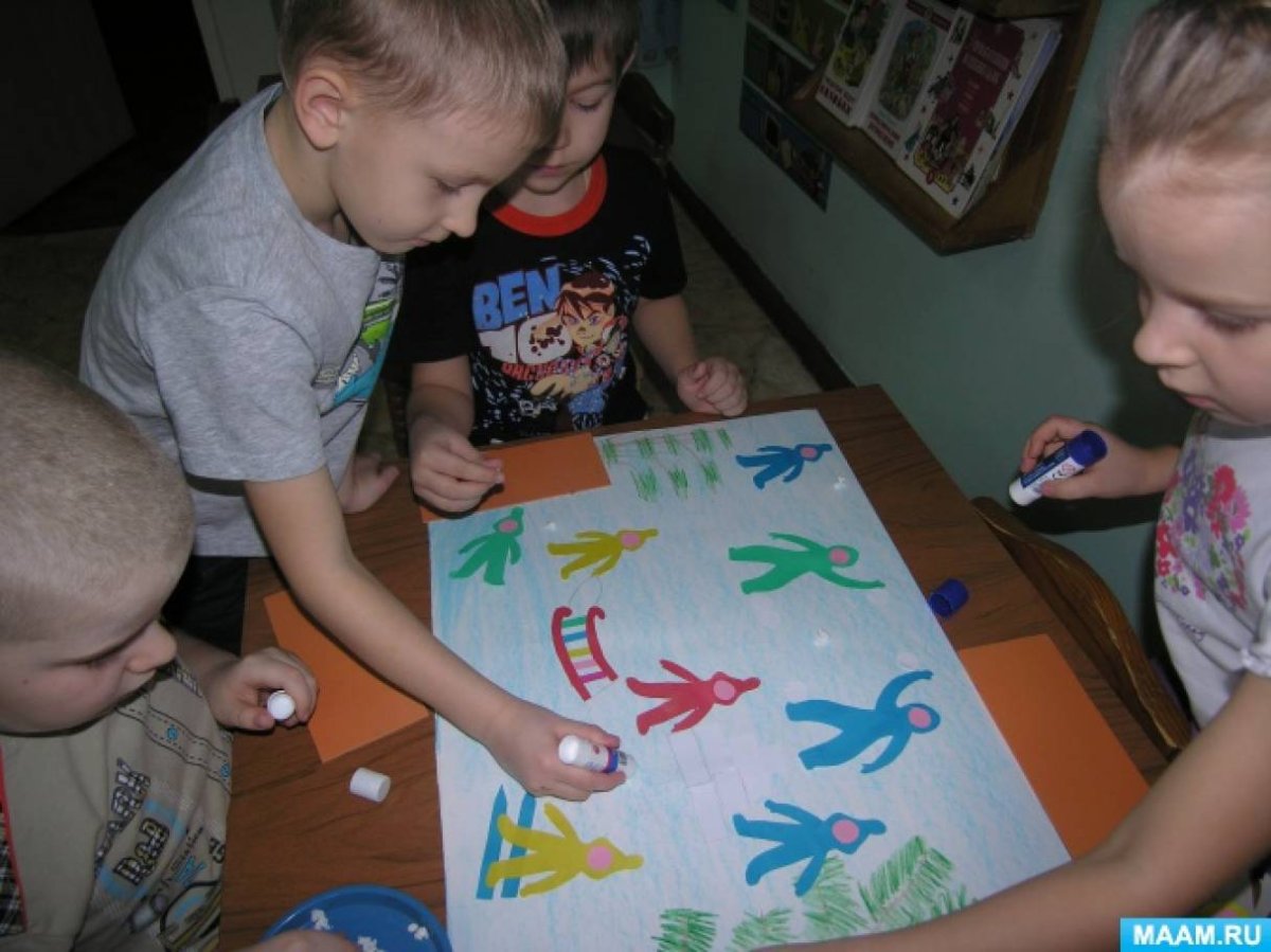 Аппликация в старшей группе на тему зимние забавы