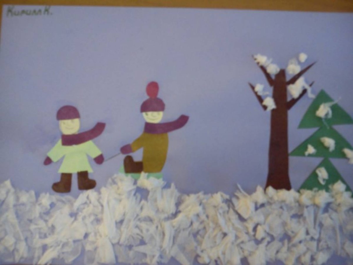 Аппликация на тему зимние забавы