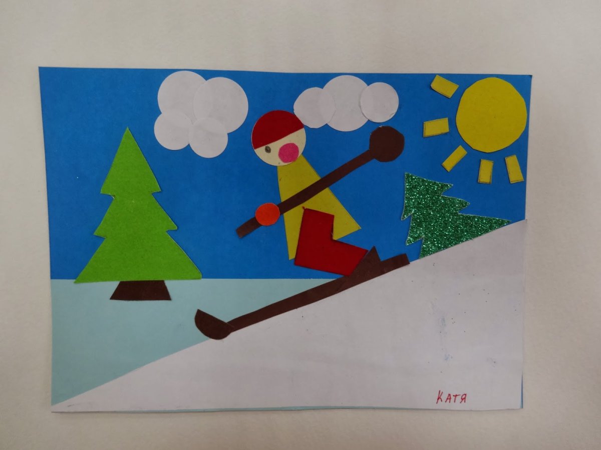 Аппликация на тему зимние забавы