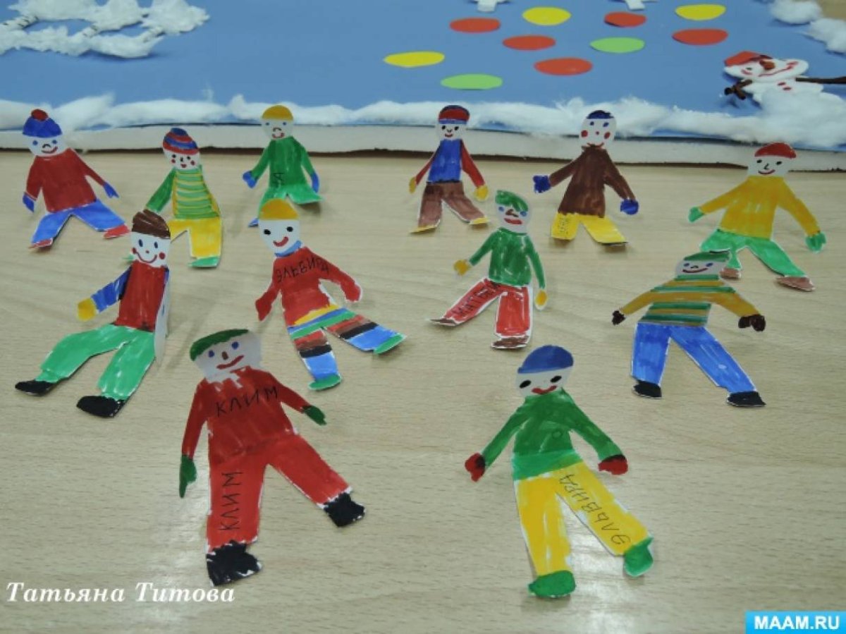 Аппликация в подготовительной группе на тему зимние забавы