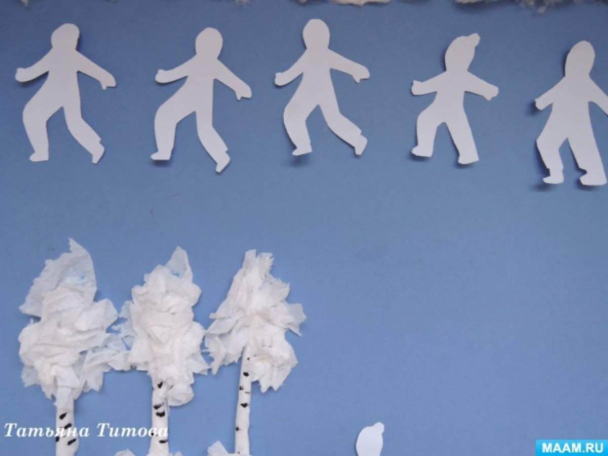 Коллективная аппликация в старшей группе зимние забавы