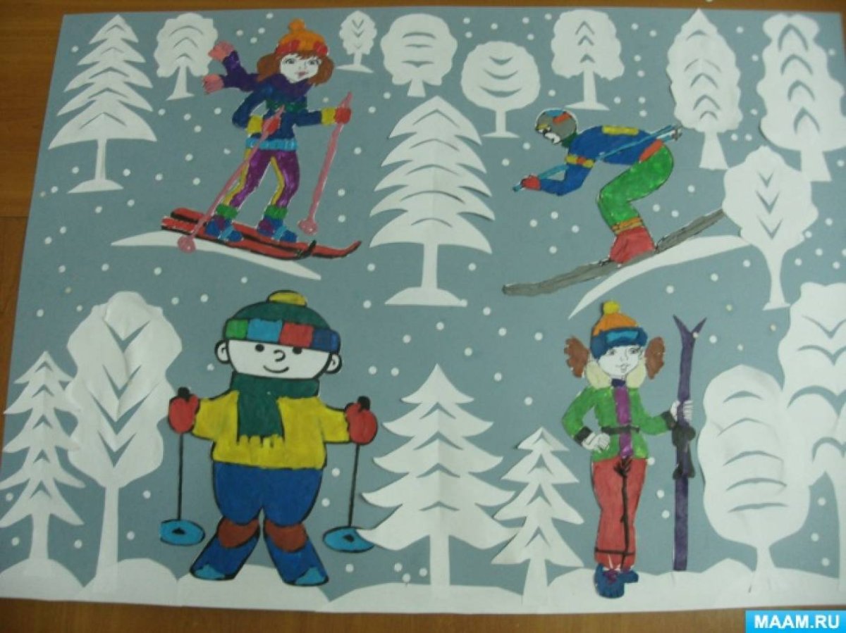 Аппликация зимние развлечения
