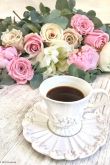 Открытки доброе утро с кофе и цветами