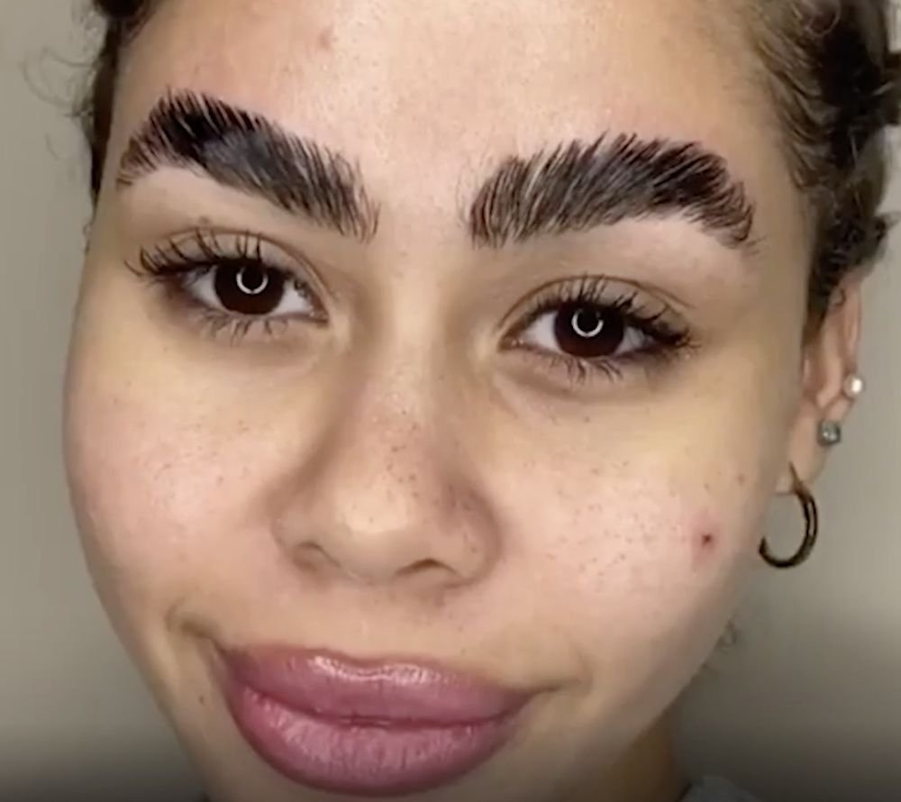 Брови волосковая техника схема