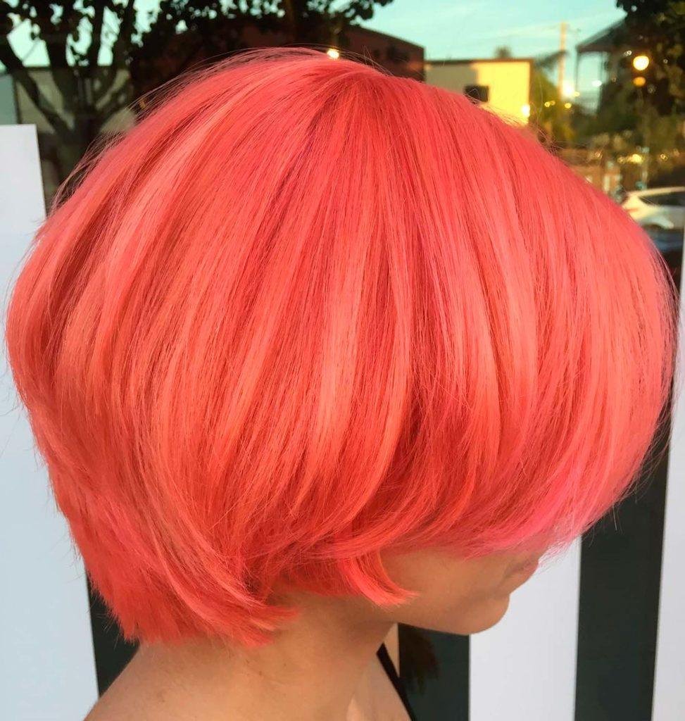 Персиковый цвет волос на короткие