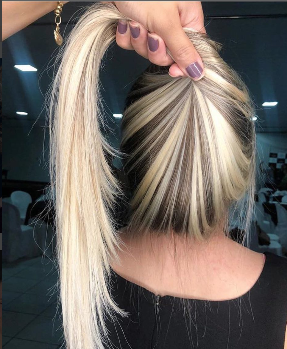 Мелирование верхней части волос в блонд