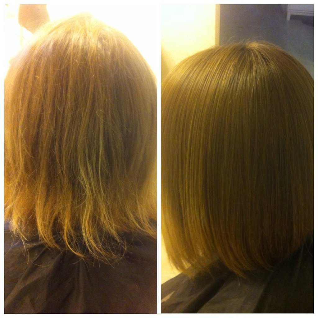 Кератиновое выпрямление на тонких коротких волосах