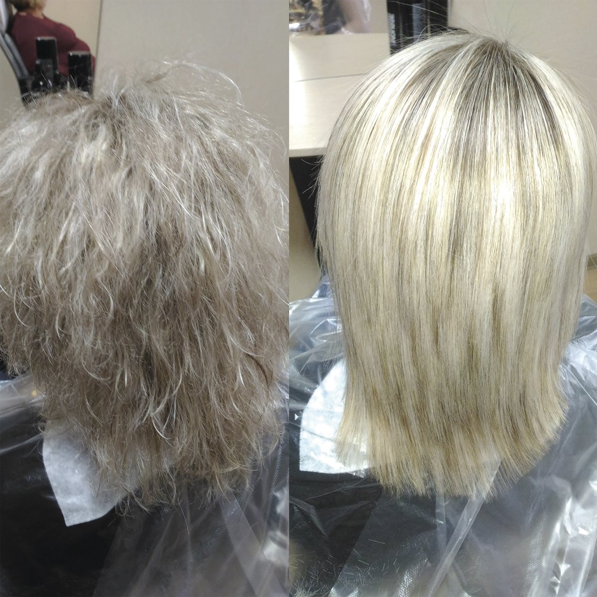 Кончики волос до и после стрижки