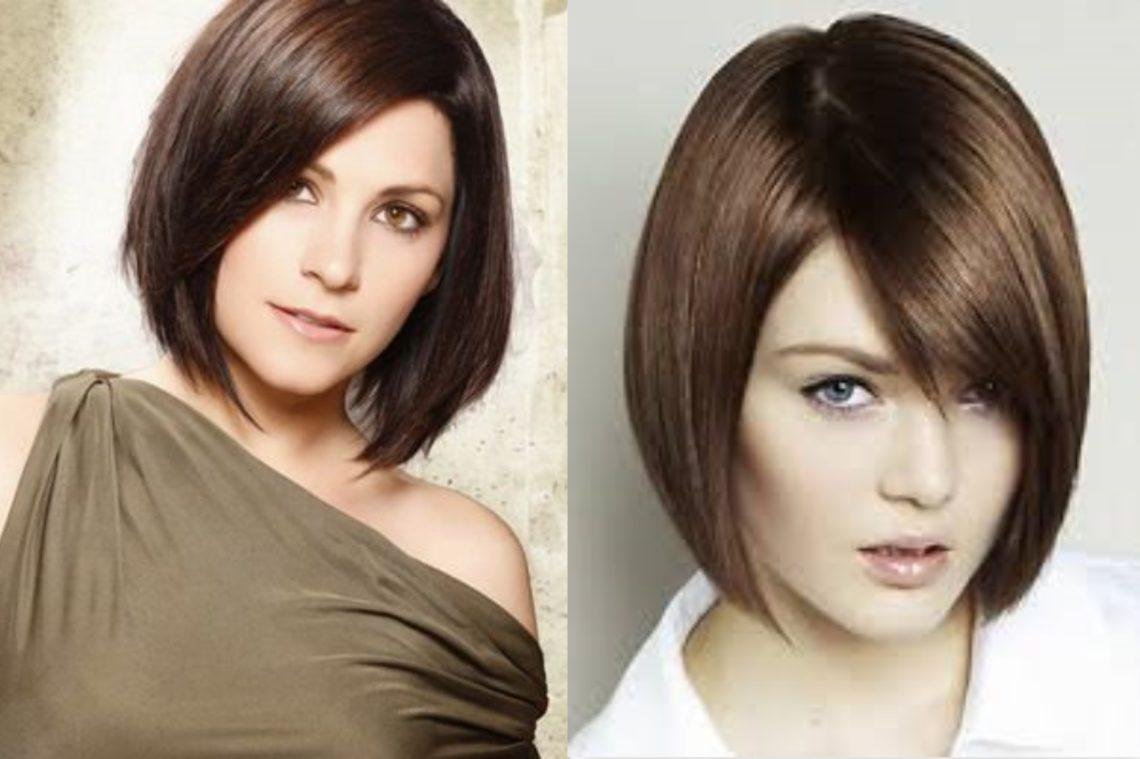 Боб на косой пробор с челкой