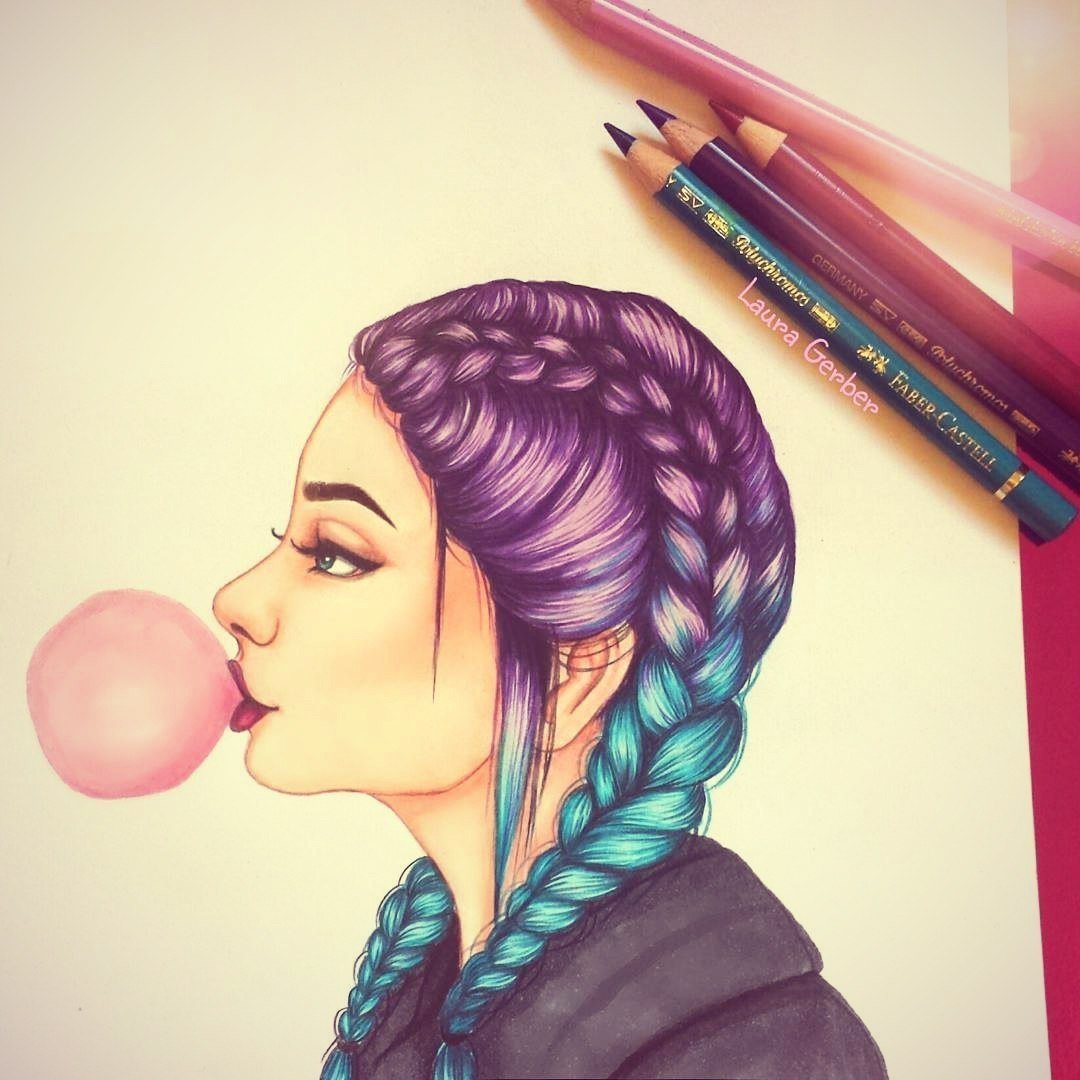 Нарисовать девушку с косичками