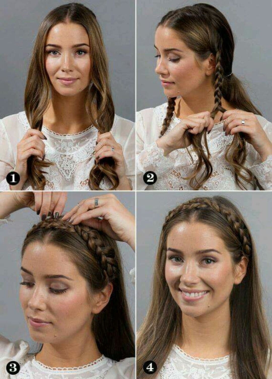 Ободок косичка на длинные волосы