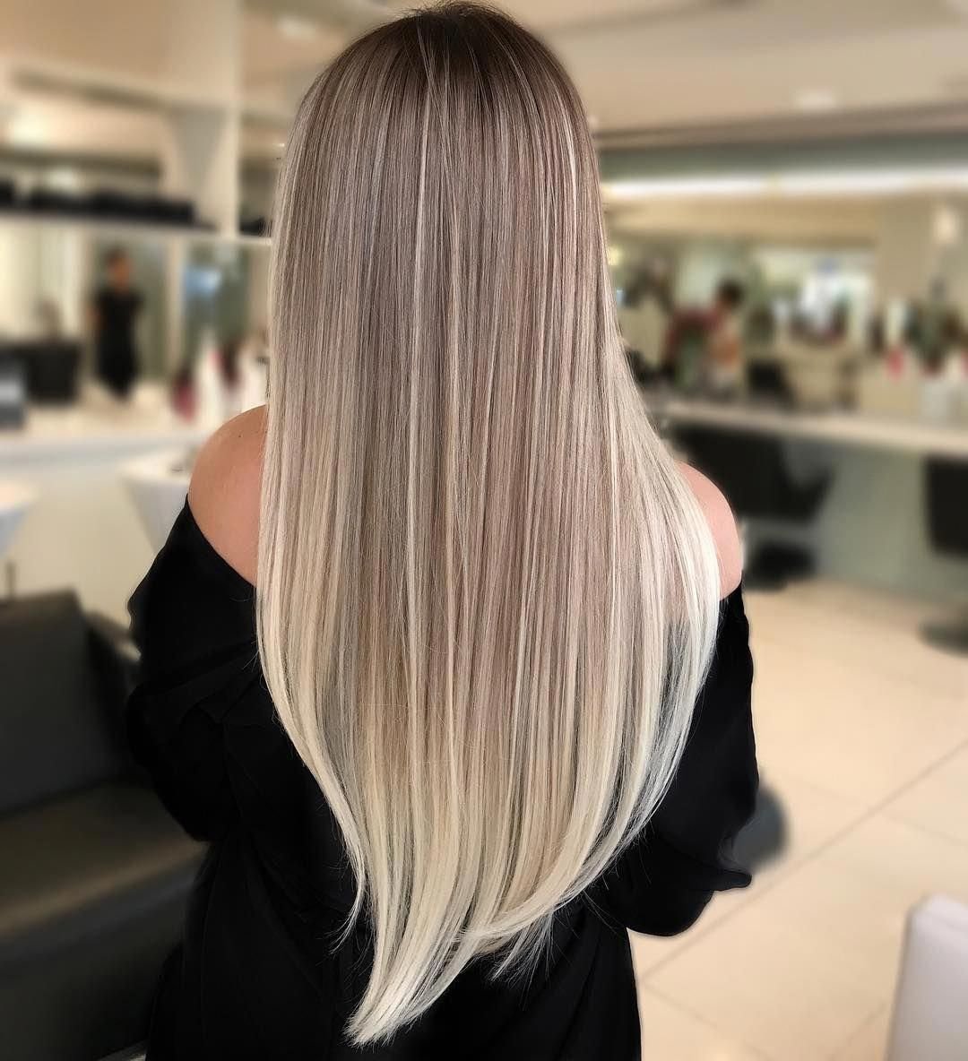 Окрашивание балаяж блонд на русые волосы прямые