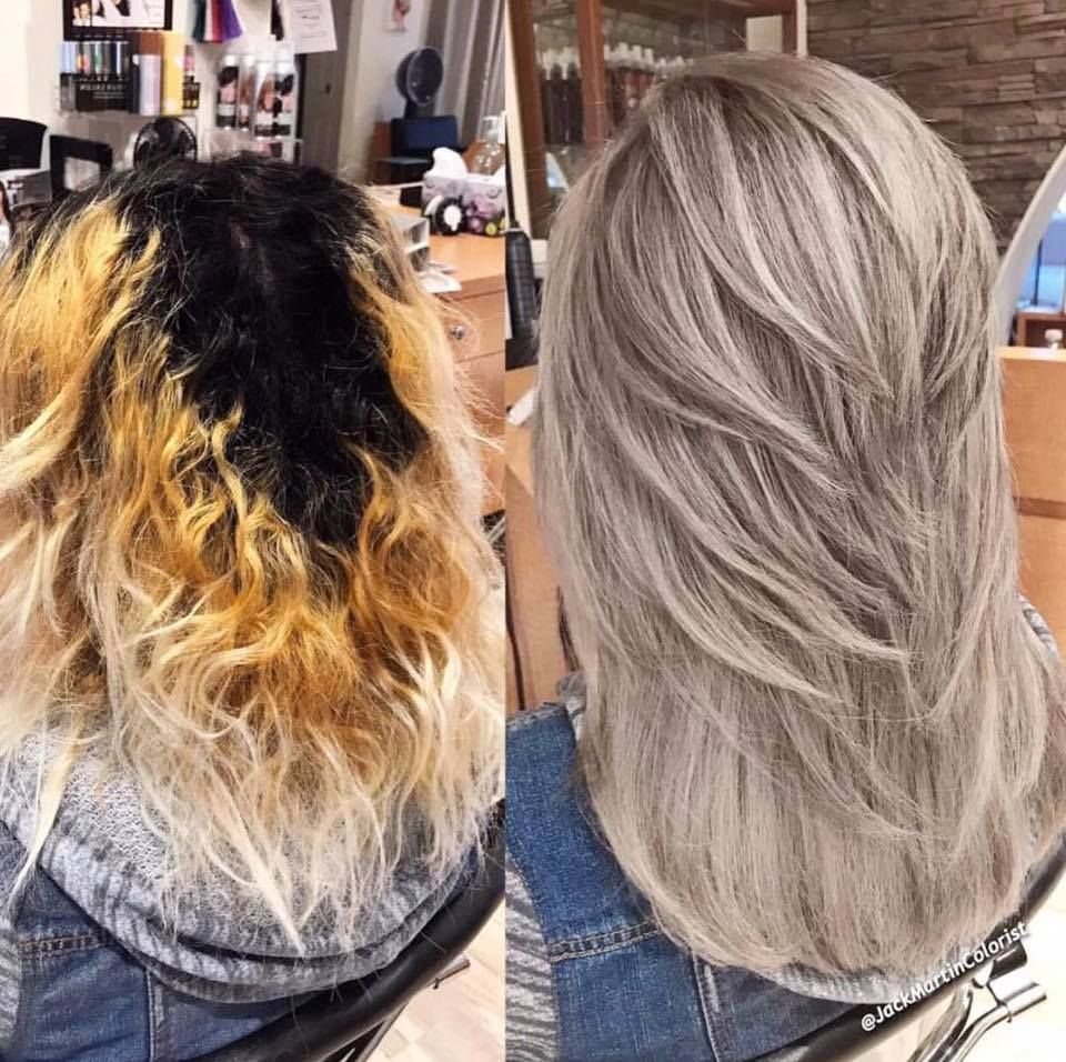 Омбре на осветленные волосы с отросшими корнями