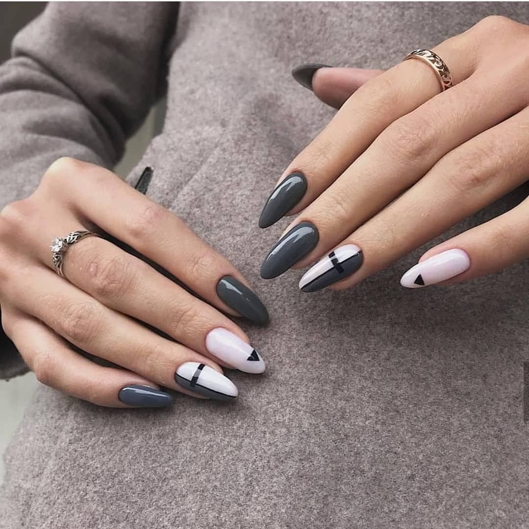 Маникюр на ногти миндаль современные