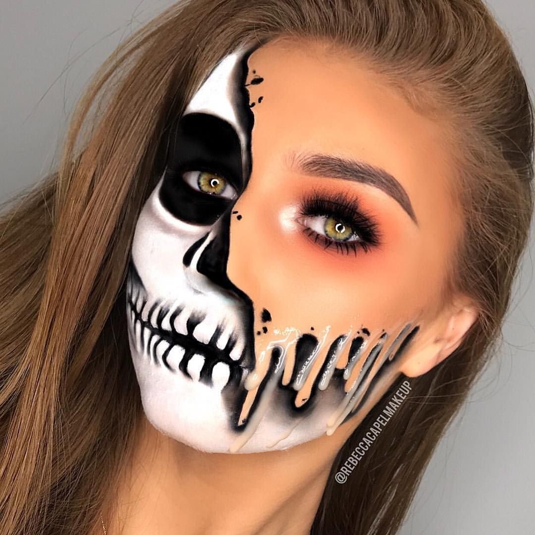 Грим на Хэллоуин на пол лица