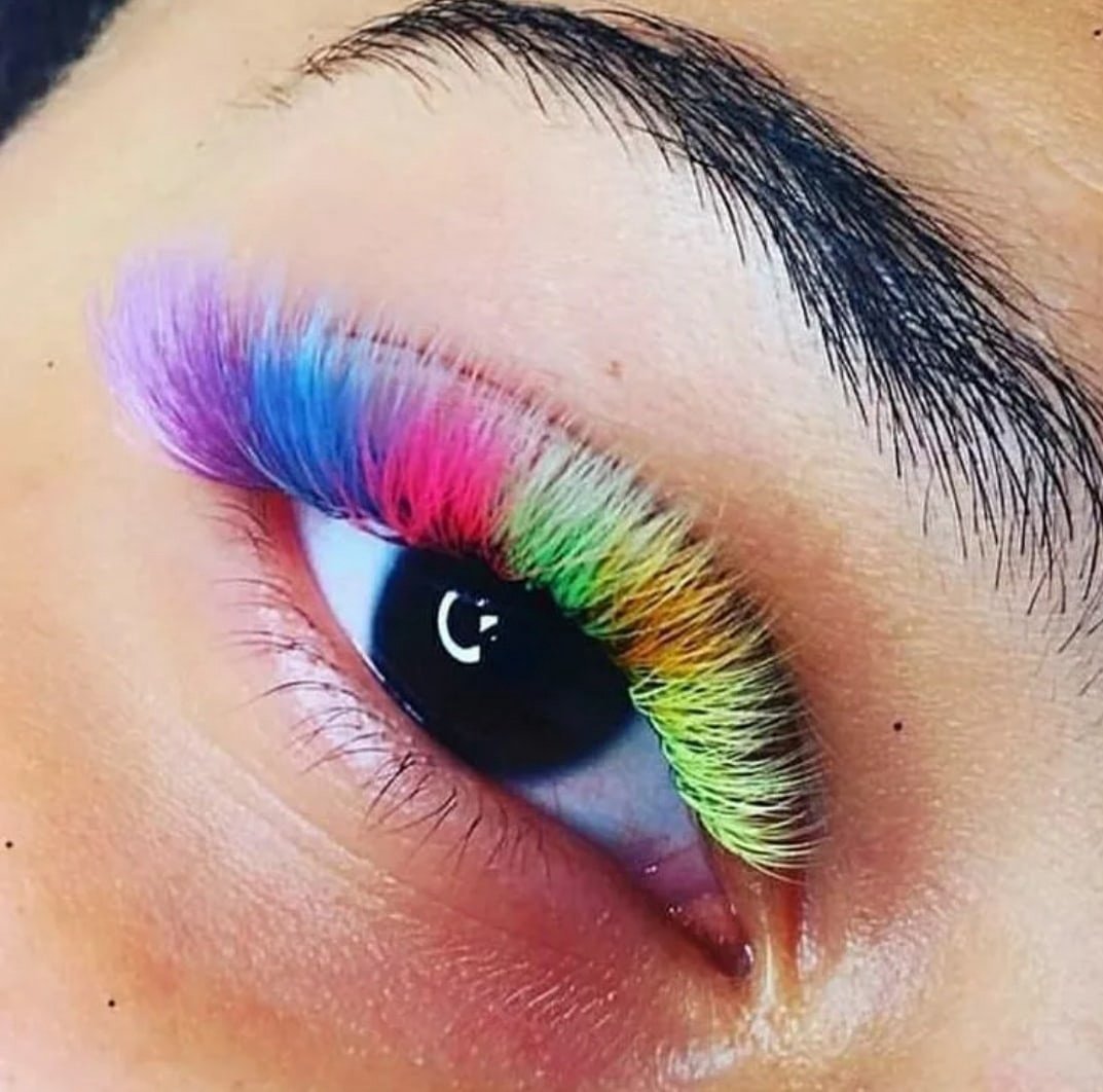 Ресницы 2д Лисий эффект с цветными синими