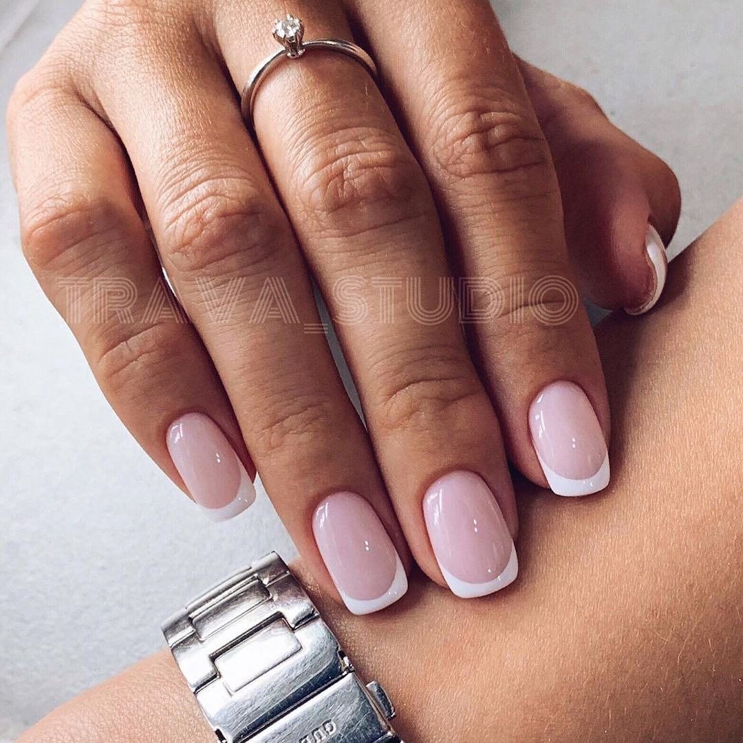 Маникюр короткий квадрат френч