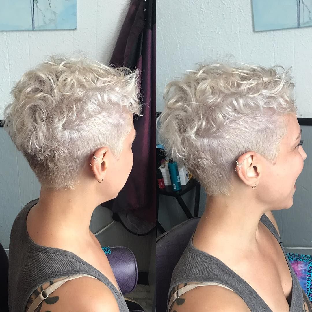 Короткие стрижки женские для кудрявых волос выбритом затылком