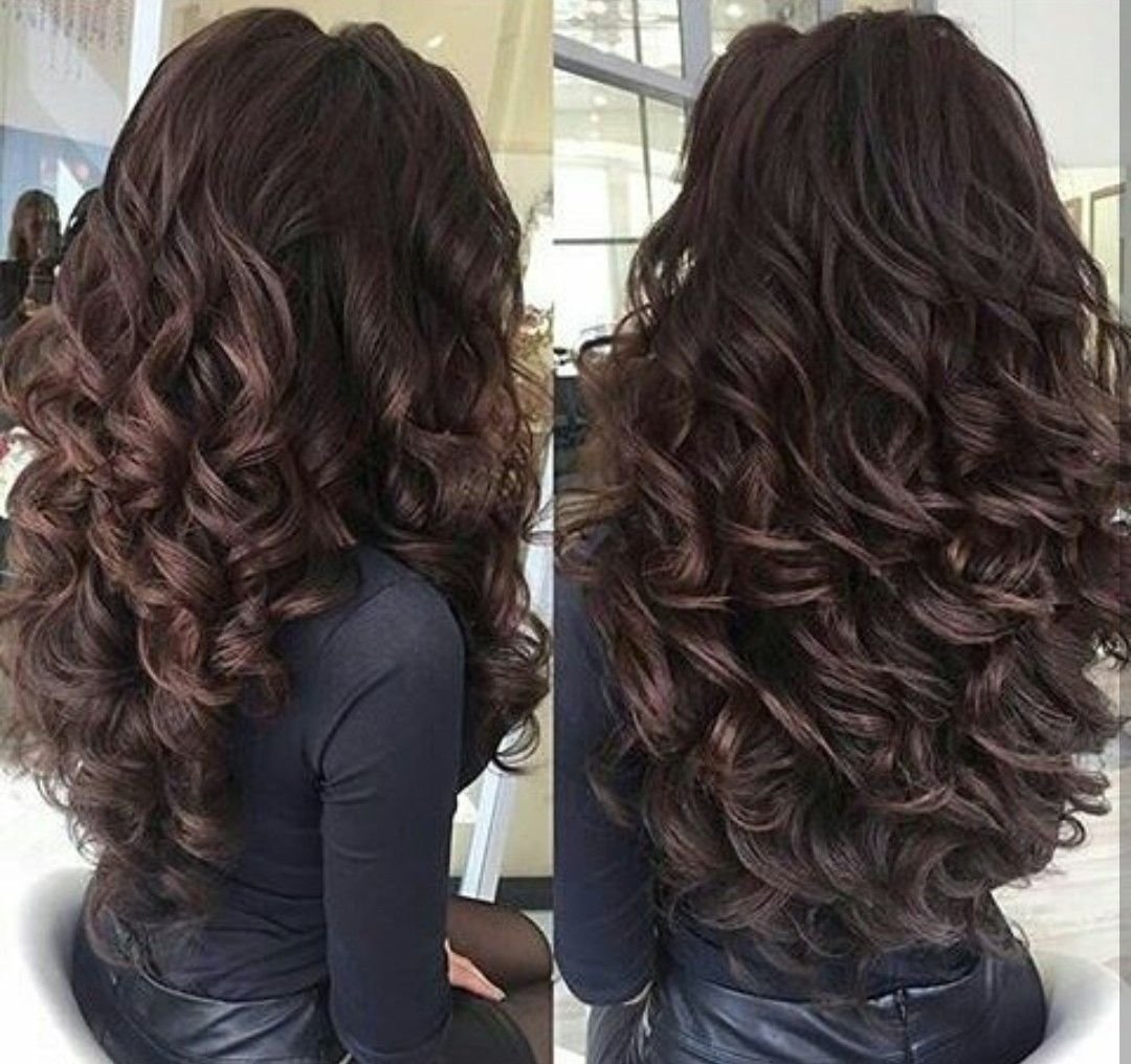 Крупные Локоны на длинные черные волосы