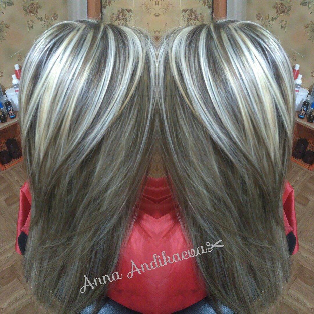 Мелирование макушки на темные волосы