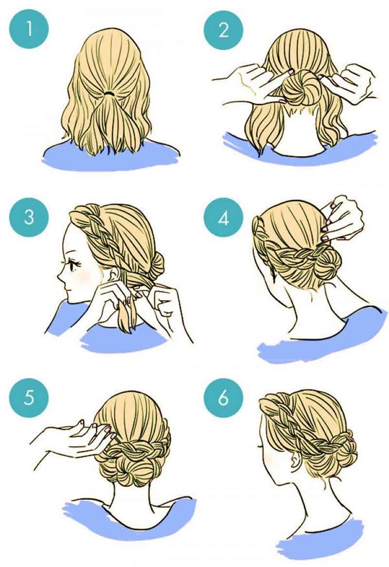 Легкие прически на средние волосы схема