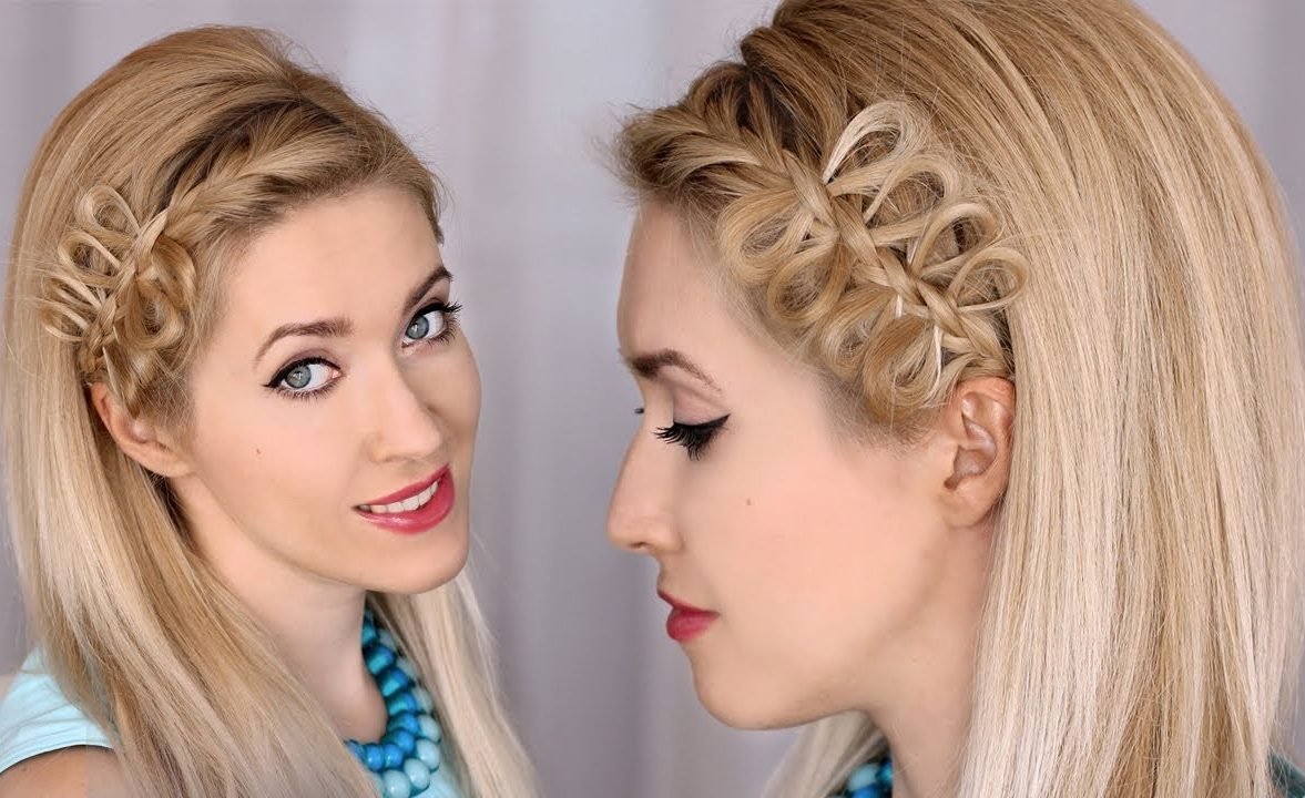 Красивое плетение на средние волосы с челкой