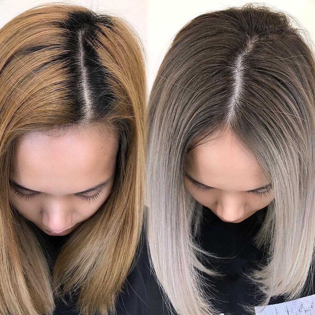 Прикорневое мелирование для седых волос