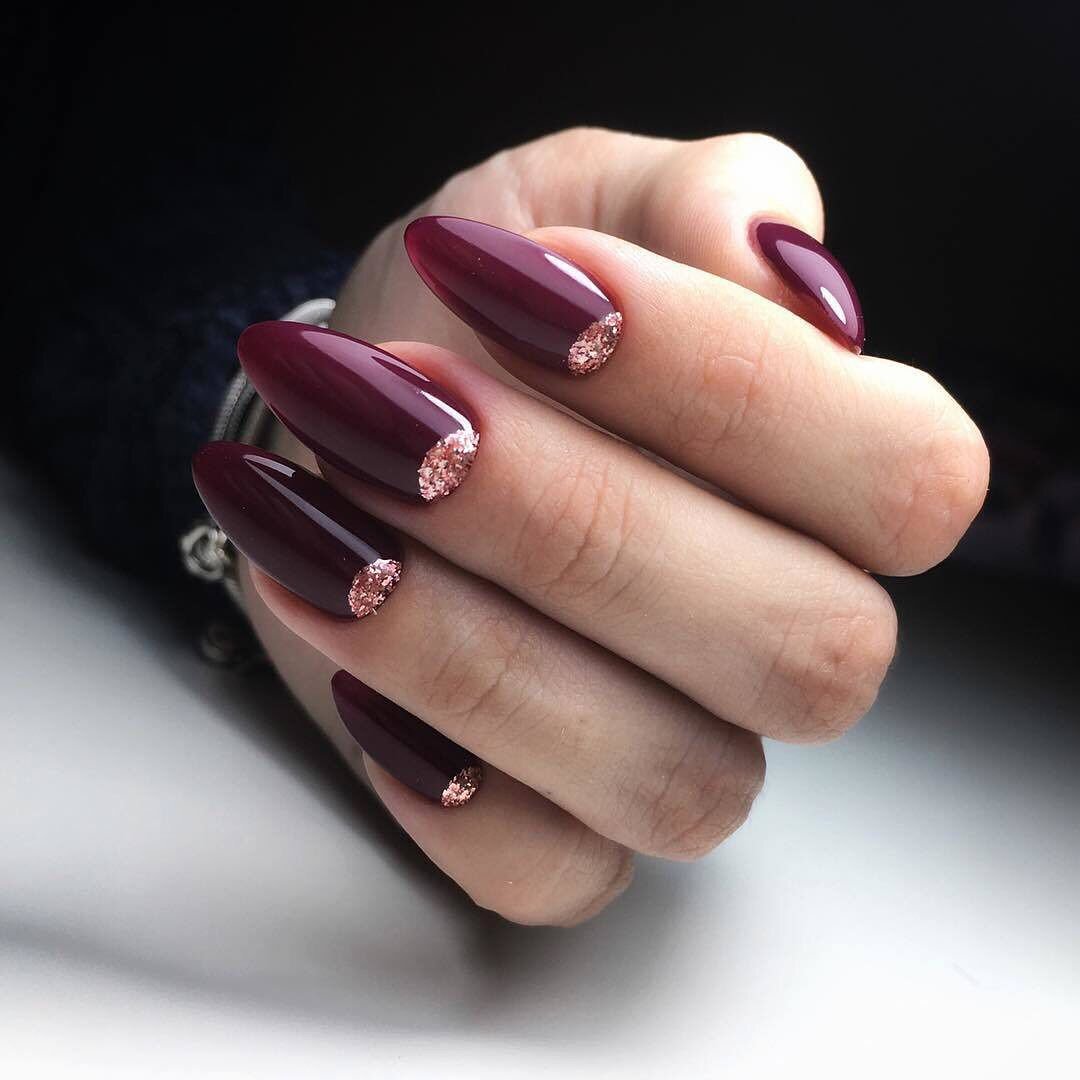Маникюр френч бордо