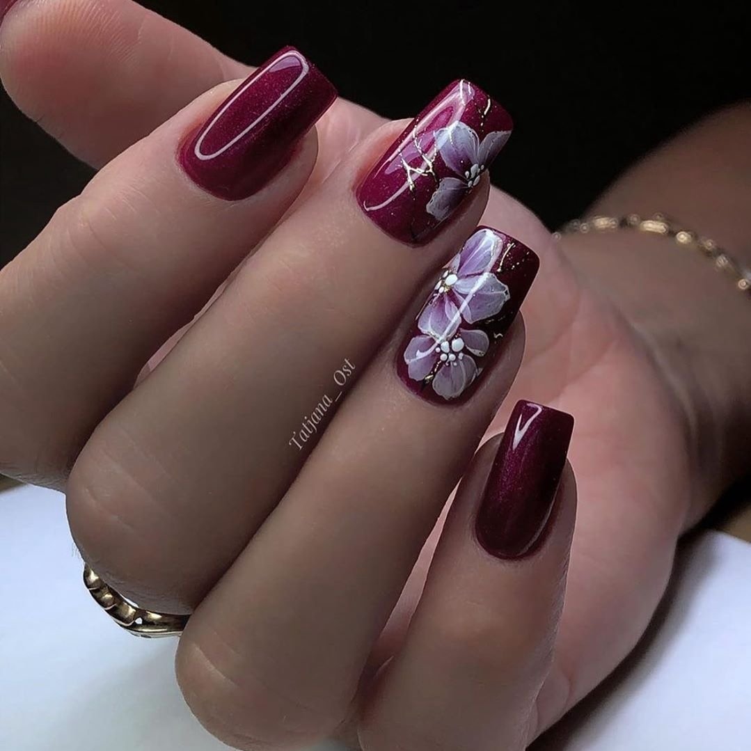 Маникюр 2021 бордо бургунди