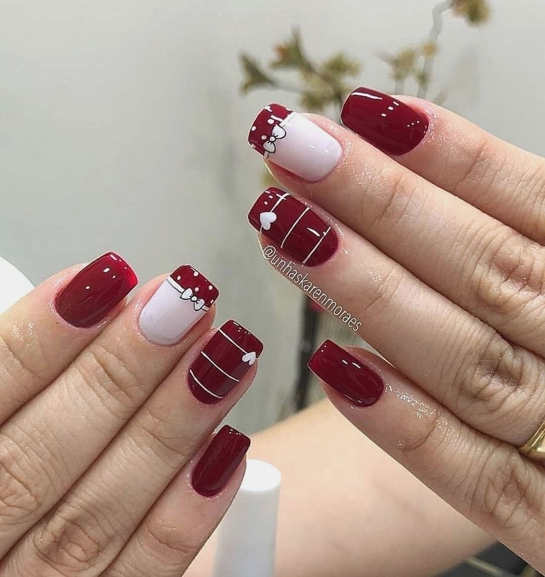 Маникюр бордо марсала