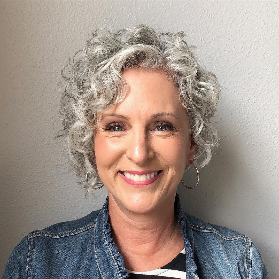 Стрижка на кудрявые Седые волосы