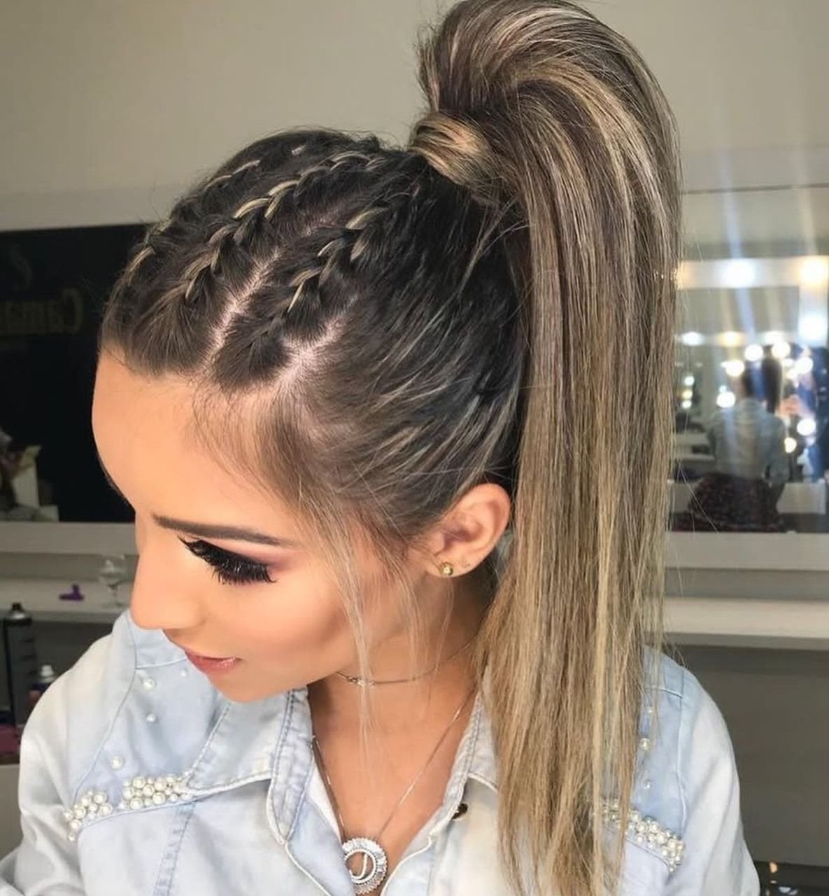 Высокий хвост с косичками