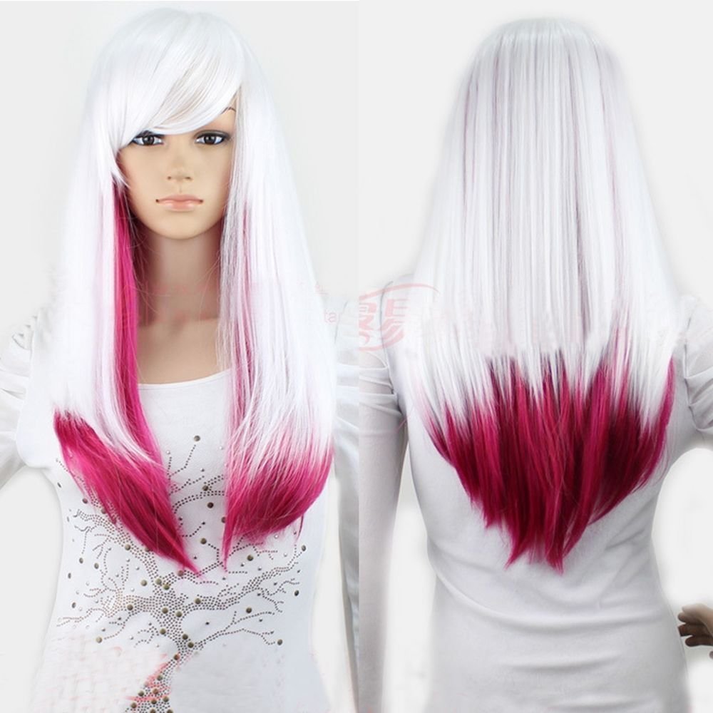 Красные волосы с белыми прядями