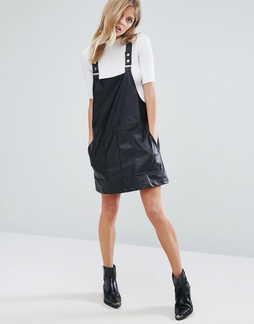 Кожаное платье Остин черное