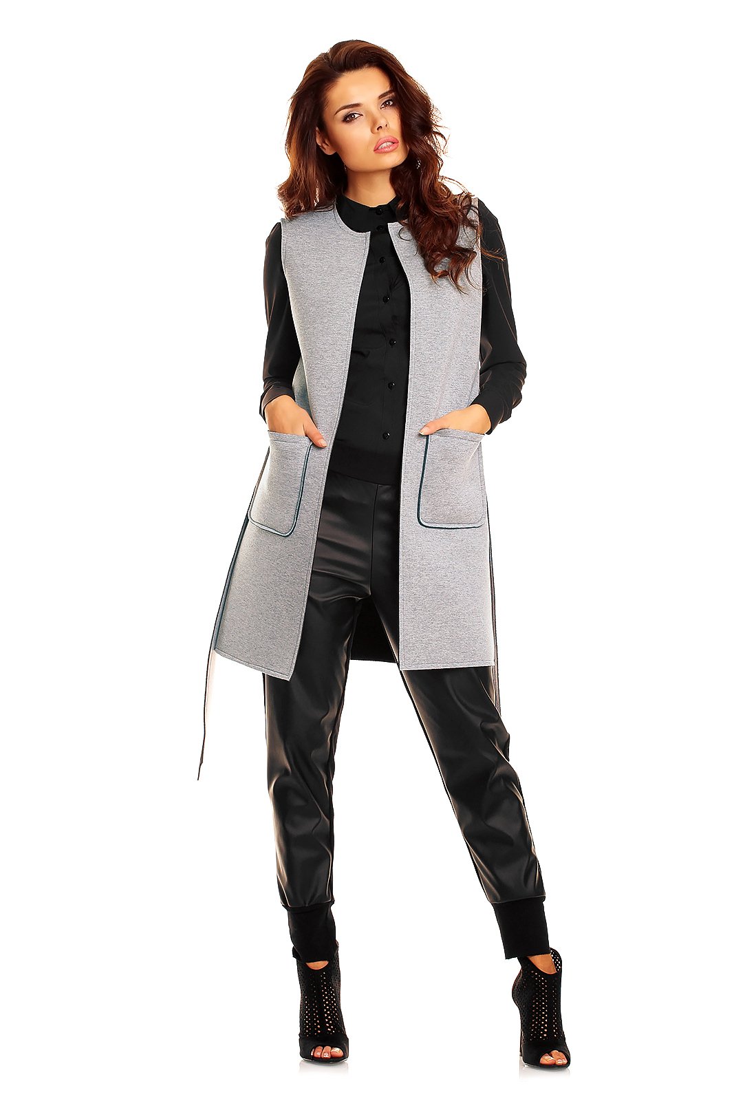 Жилет из драпа длинный