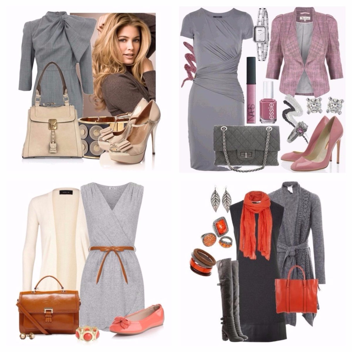 Аксессуары к серому платью