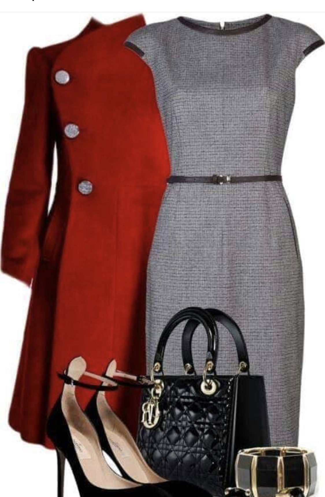 Сочетание серого и красного в одежде