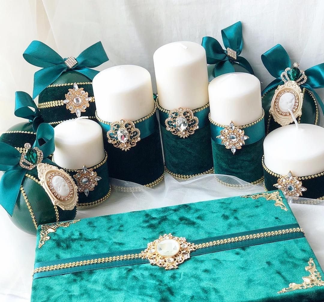 Свадебные аксессуары в изумрудном цвете