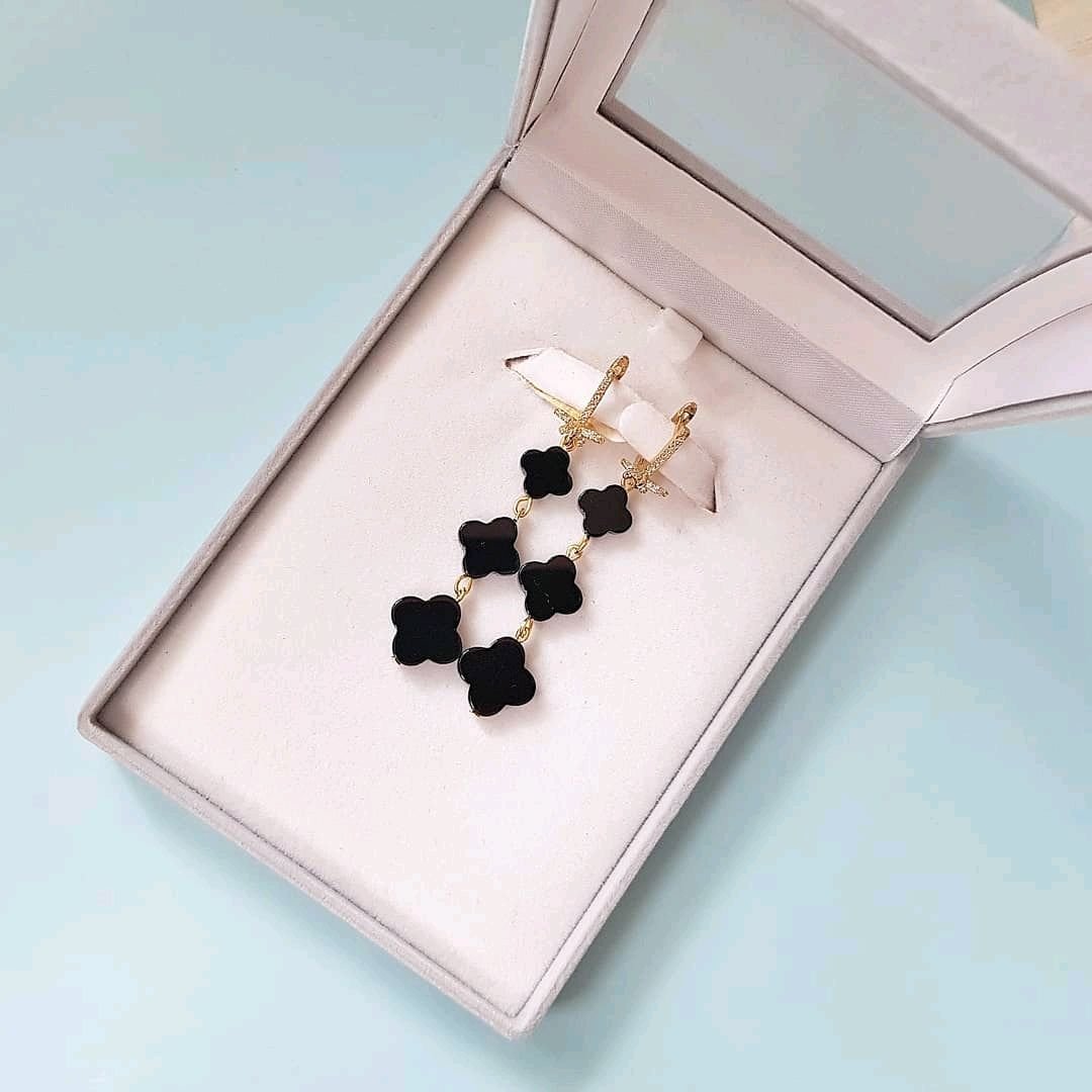 Серьги Клевер четырехлистный золото