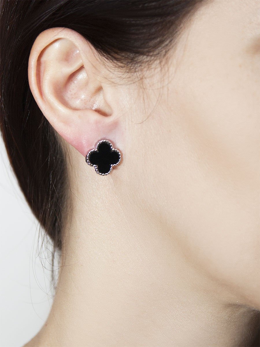 Серьги Клевер четырехлистный золото