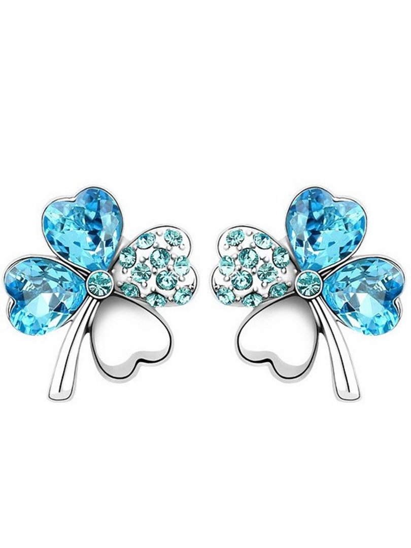 Золотые серьги Клевер четырехлистный