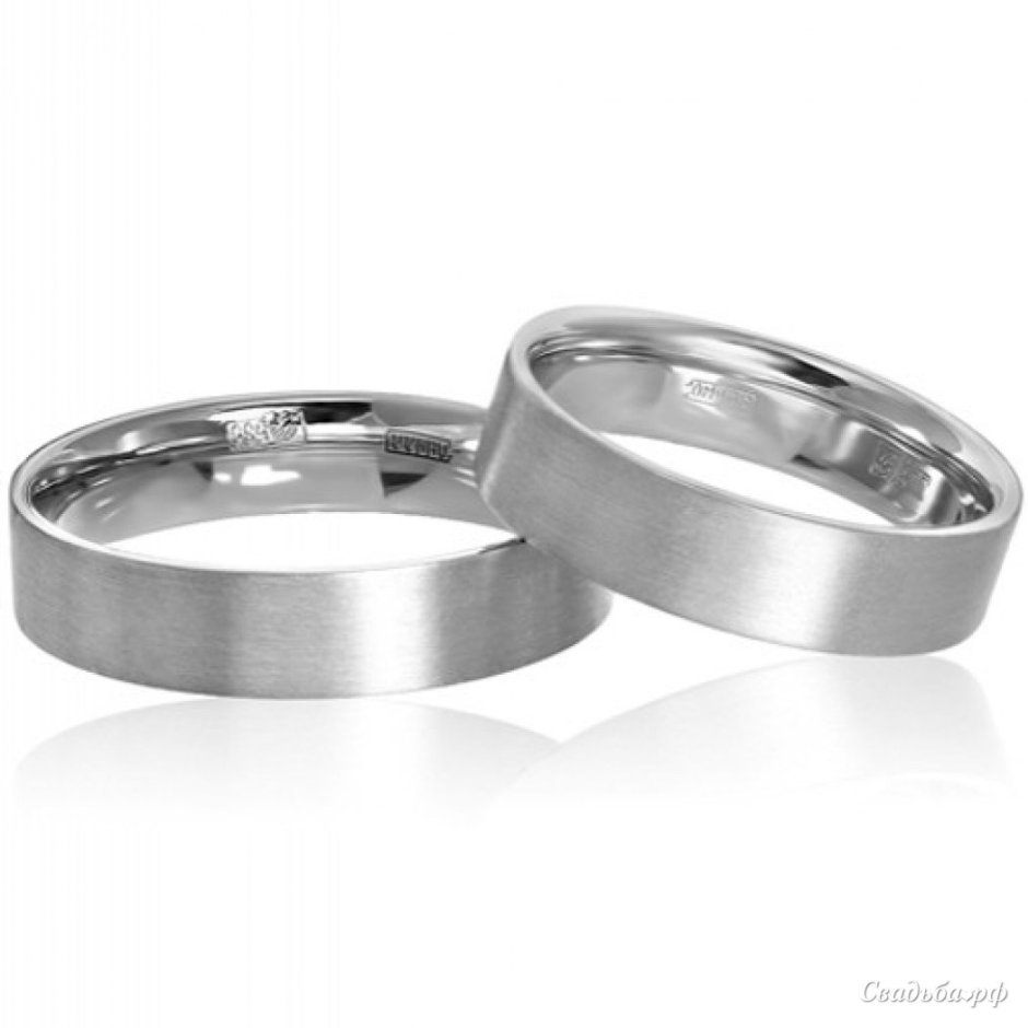 Кольцо матовое белое золото