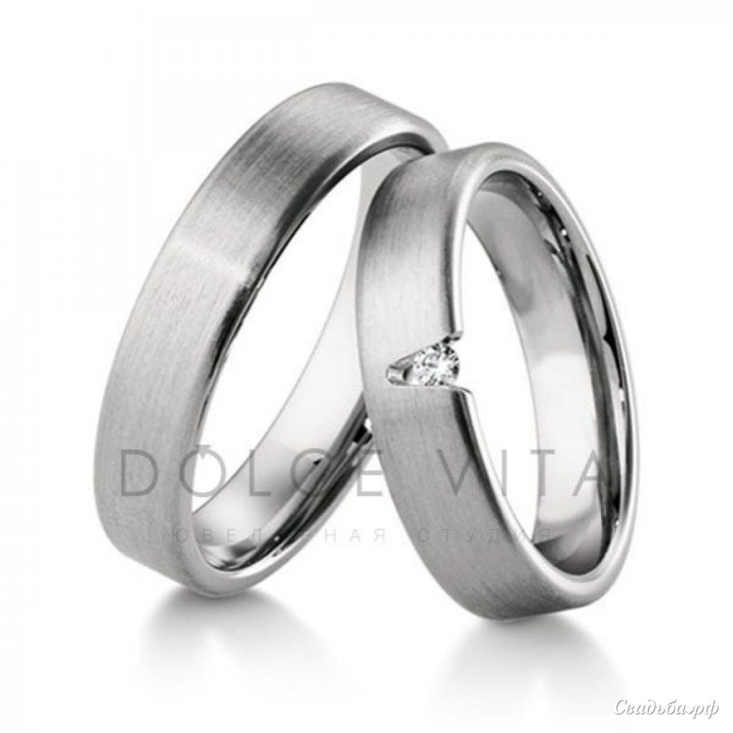 Обручальные кольца из белого золота парные