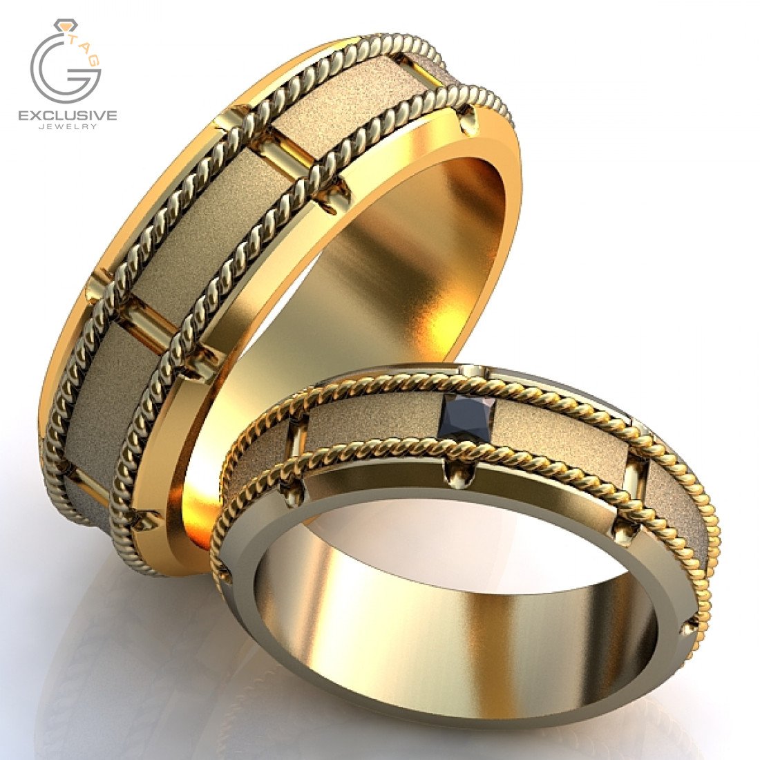 Парные обручальные кольца из золота 750 пробы