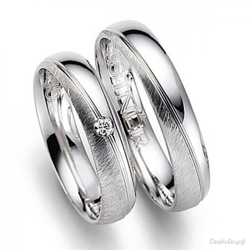 Обручальные кольца парные из белого золота в 585
