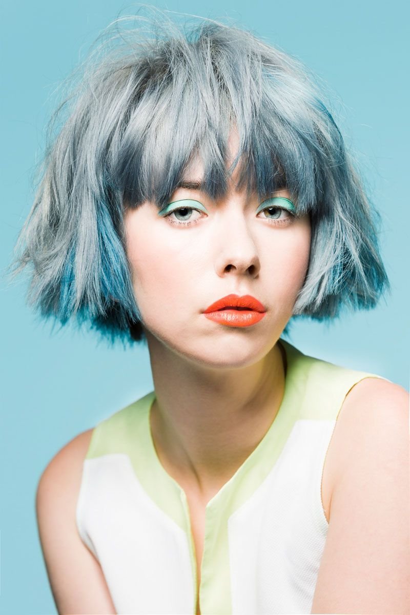 Синий цвет волос короткая стрижка