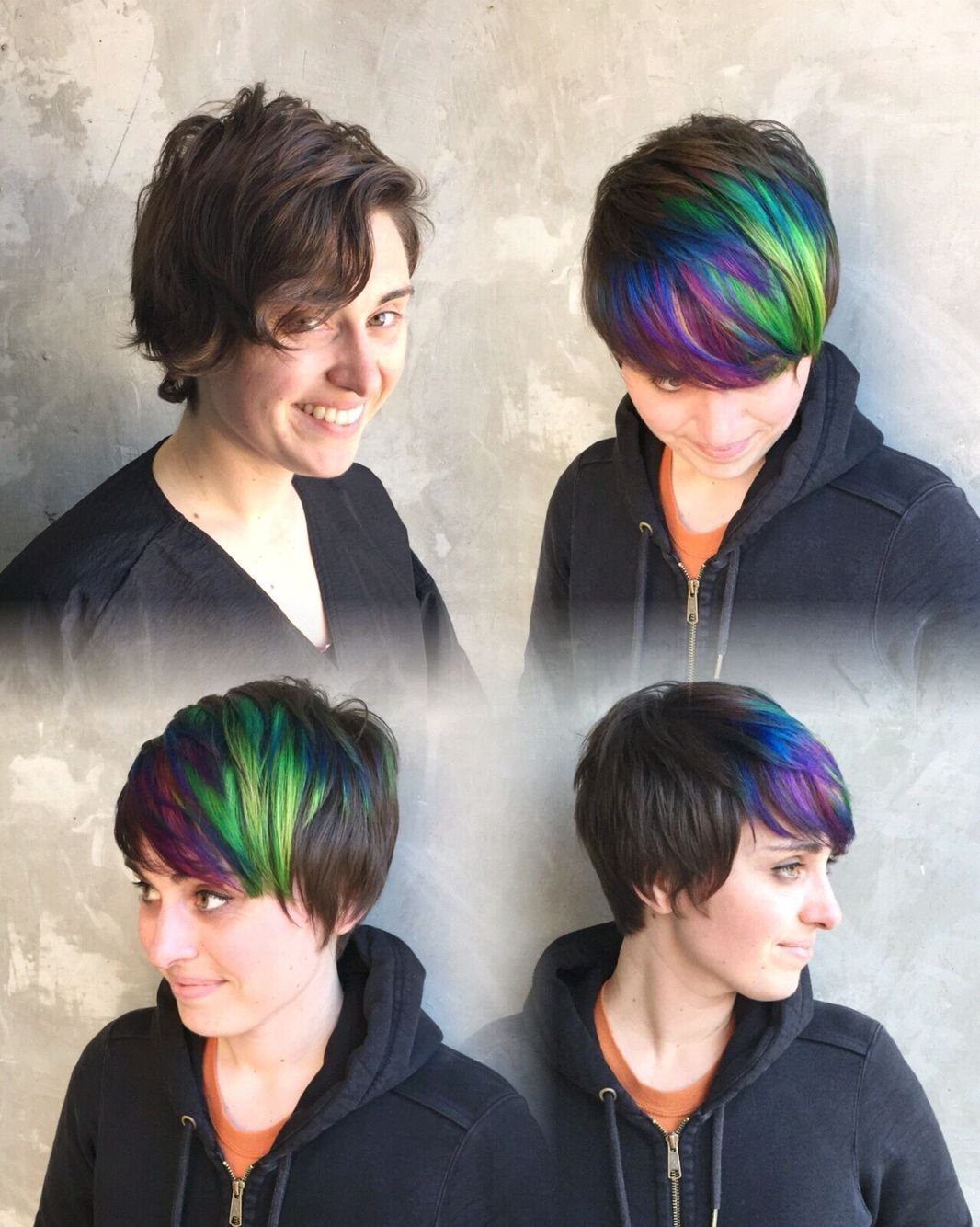 Разноцветное окрашивание на короткие волосы