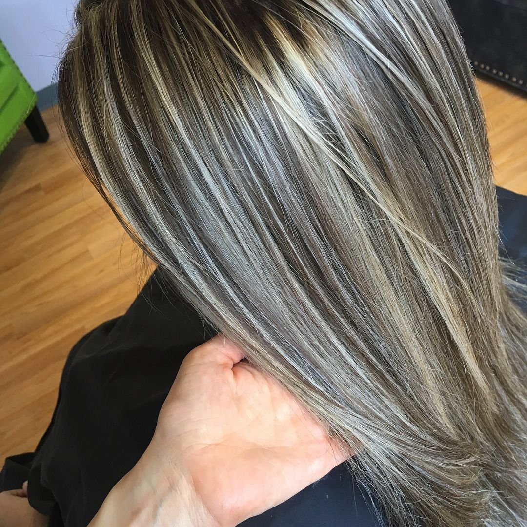 Мелкое мелирование на темные волосы